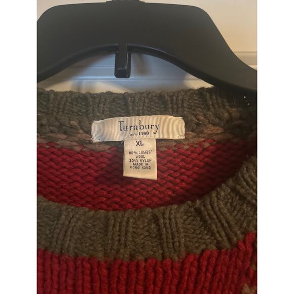 GUC Vintage Turnbury Stripe Sweater Men's 80% Lambs Wool Size XL - Picture 2 of 5